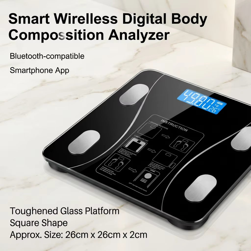 Smart Wireless Digital Body Fat Scale Bluetooth-Compatible Bathroom Weight Analyzer with Smartphone App for Body Composition